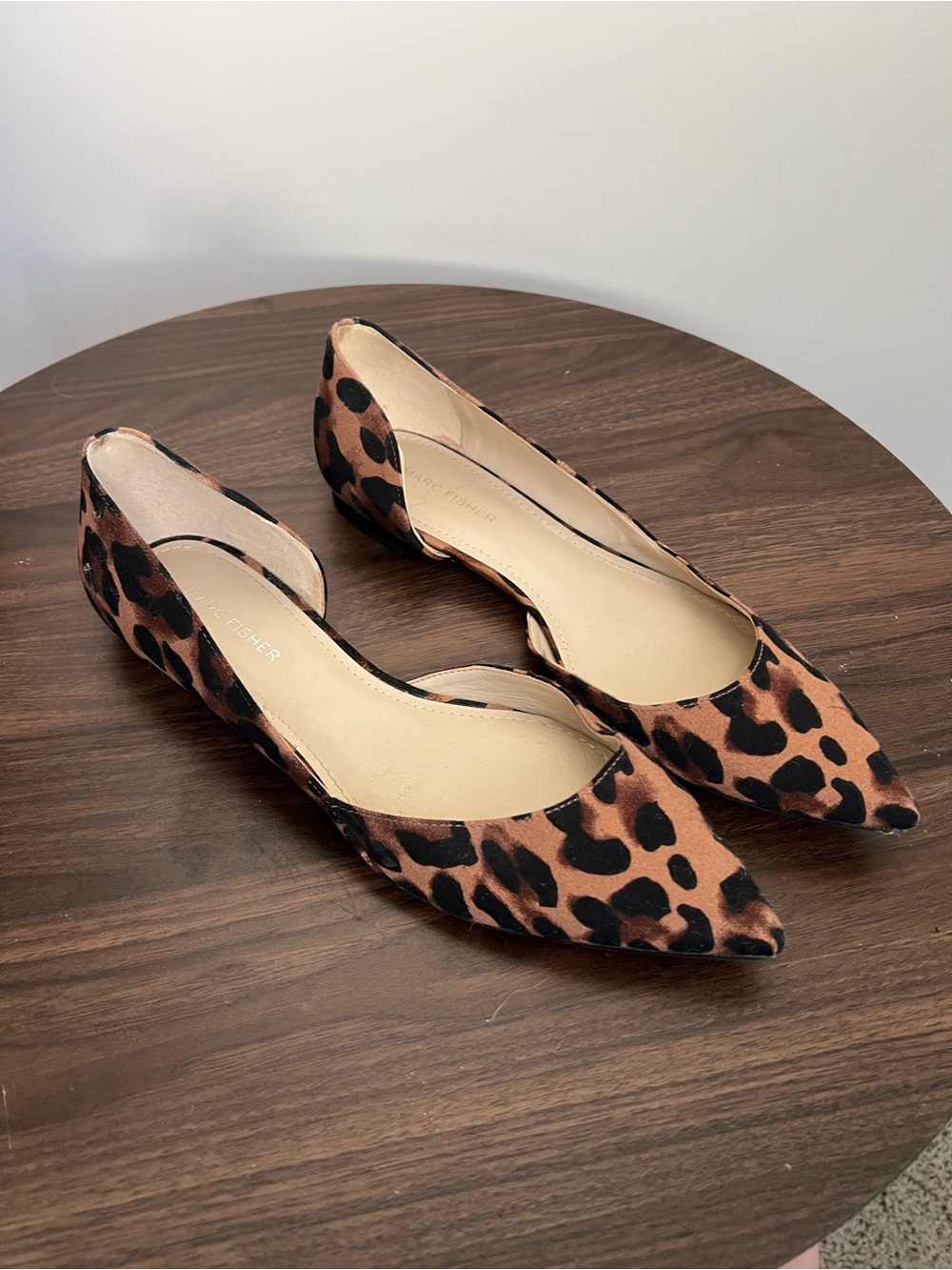 Marc Fisher Leopard Print Pointed D'Orsay Flats - Brown/Black